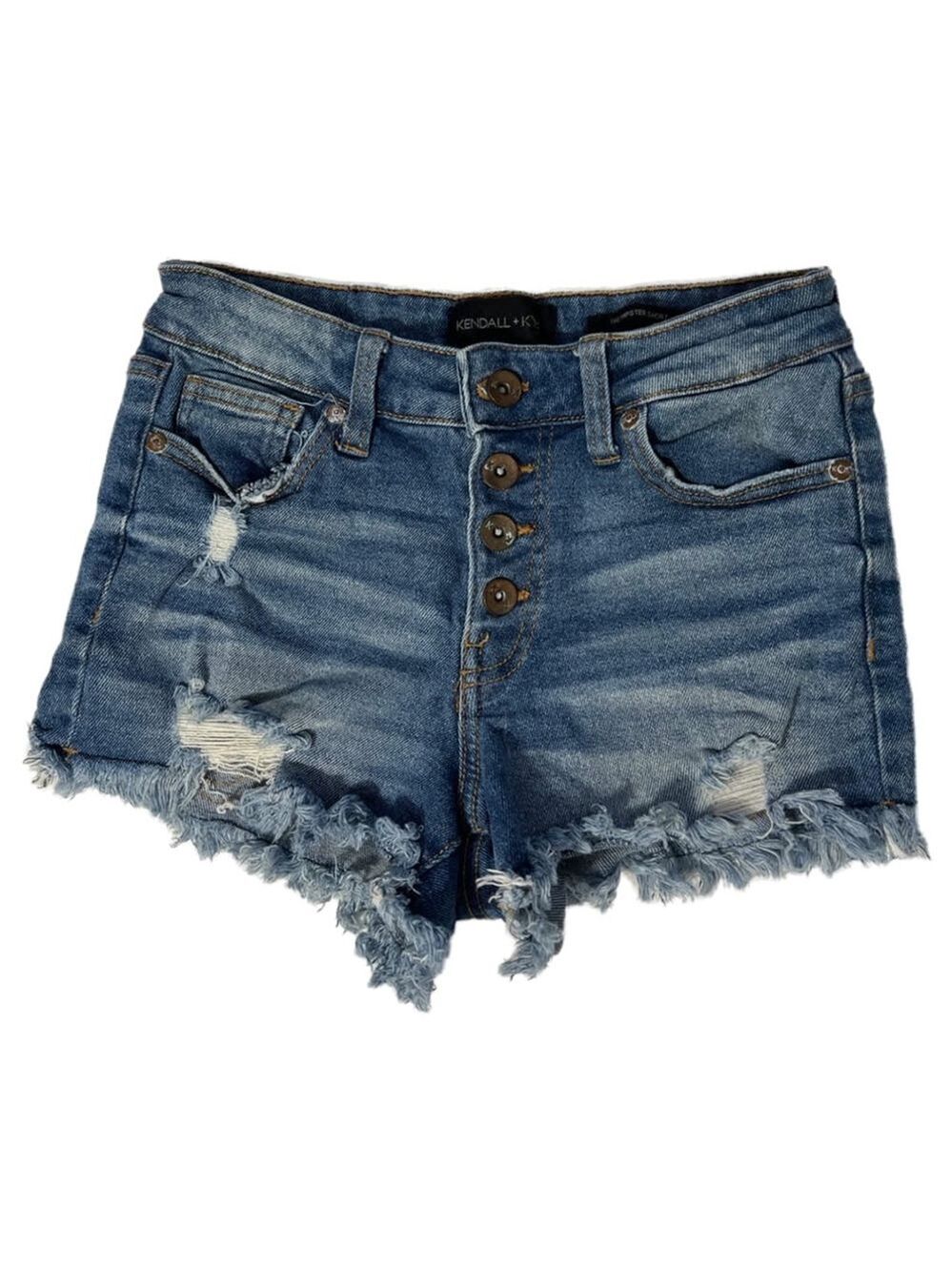 Kendall + Kylie The Hipster Distressed Denim Shorts - Size 1 w25